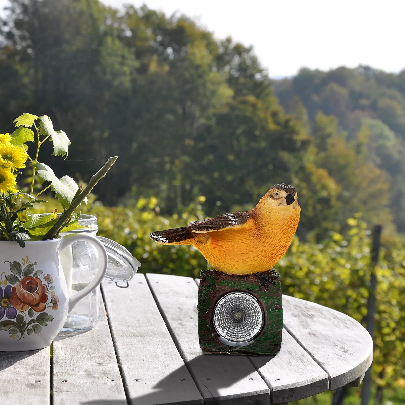 1-個ソーラー樹脂鳥ランプ人工屋外ガーデンライト太陽光発電風景装飾ナイトライトパティオ中庭用