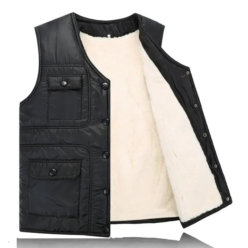 

Winter Men's Clothing New real sheepskin fur Sleeveless Coats Male Casual Thick Warm Waistcoat Men Wool Fleece Vest Jackets