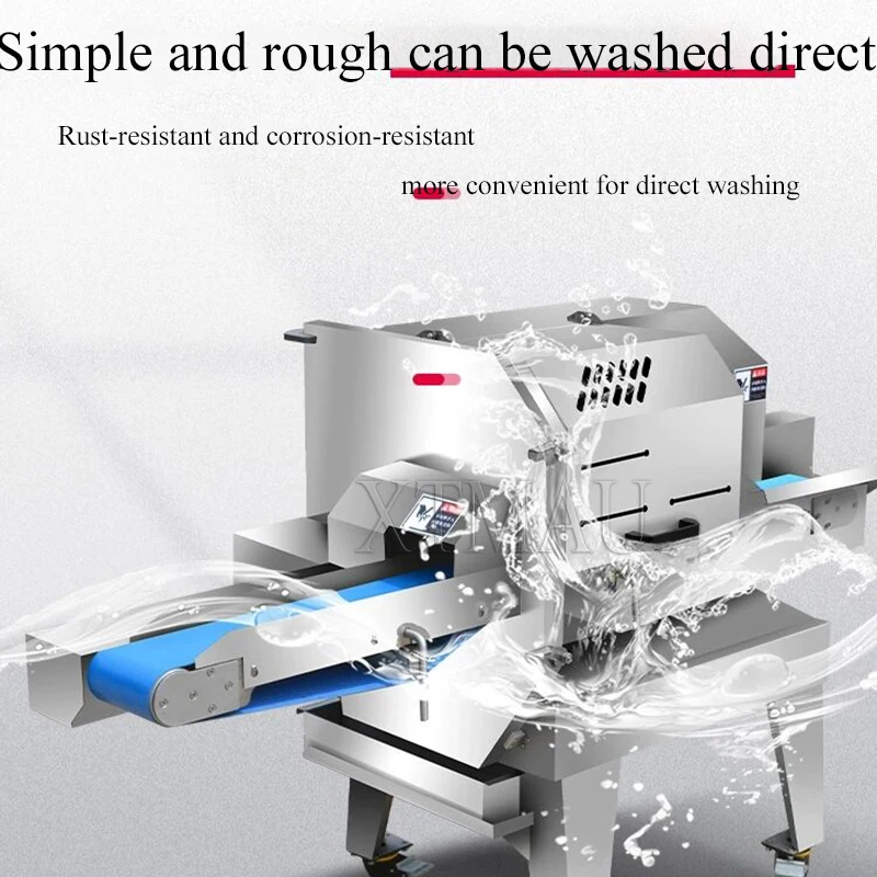 เครื่องหั่นเนื้อแบบอัตโนมัติสำหรับการค้าไส้กรอกหมูสุกแฮมเครื่องหั่นเนื้อขนาดเล็กแช่แข็ง