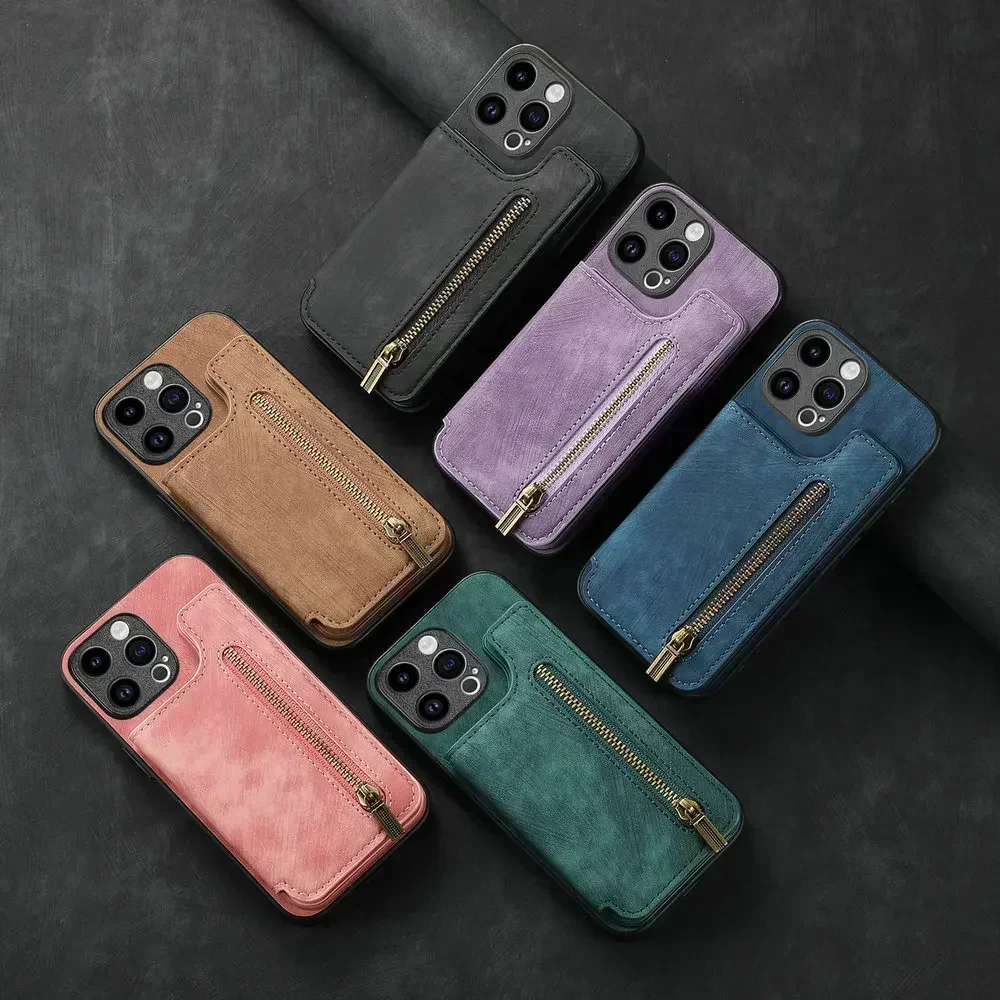 Para Xiaomi 15T 14T 13T Funda tipo billetera con cremallera Funda de cuero con tarjeta Xiaomi 14T Pro Redmi Note 13 Pro Plus 5G Funda Mi 15 T 14