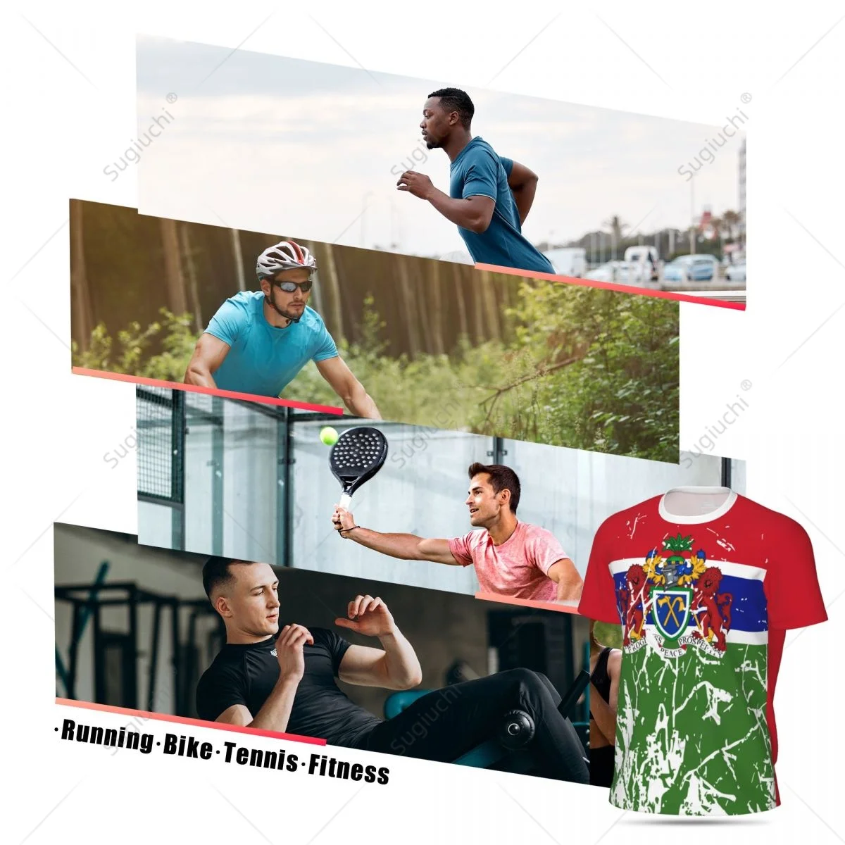 Exclusive design Gambia Flag Grain 3D Printed Men For Running Bike Soccer Tennis Fitness Sports tshirt Mesh Fans Short T-shirt