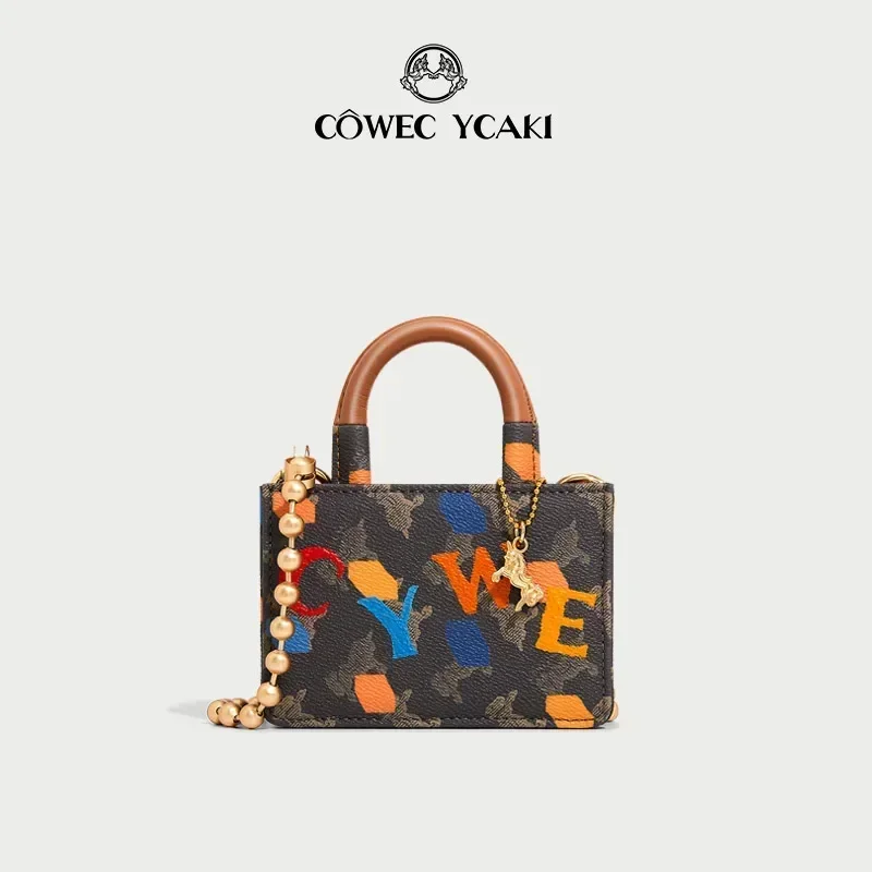 【 Official Authentic 】Original Cowec Ycaki luxury Resort series Mini Tote Bag Fashion handbag niche shoulder bag