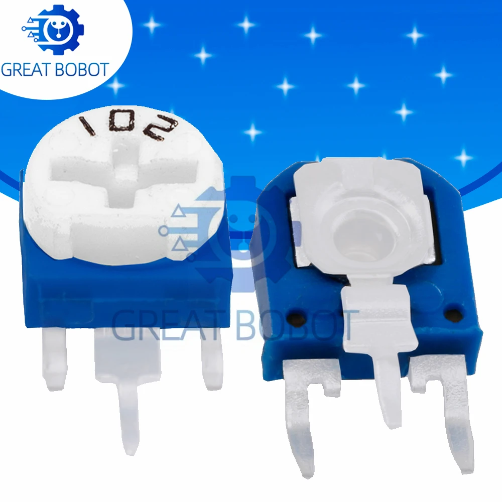 RM063 Variable Resistor Assortment (10PCS): 100Ω/200Ω/500Ω/1kΩ–1MΩ Trimmer Potentiometer Kit