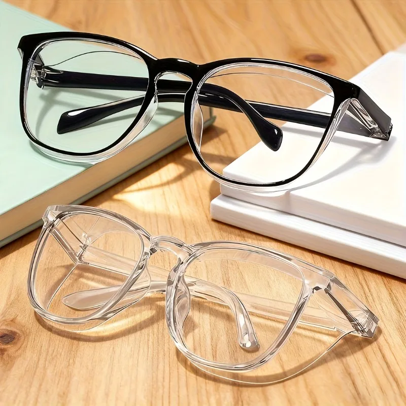 2PCS Protective Eyewear Anti Blue Light Anti Dust Fashion Comfortable Goggles Full Surround Safety Glasses with Side Shields Eye