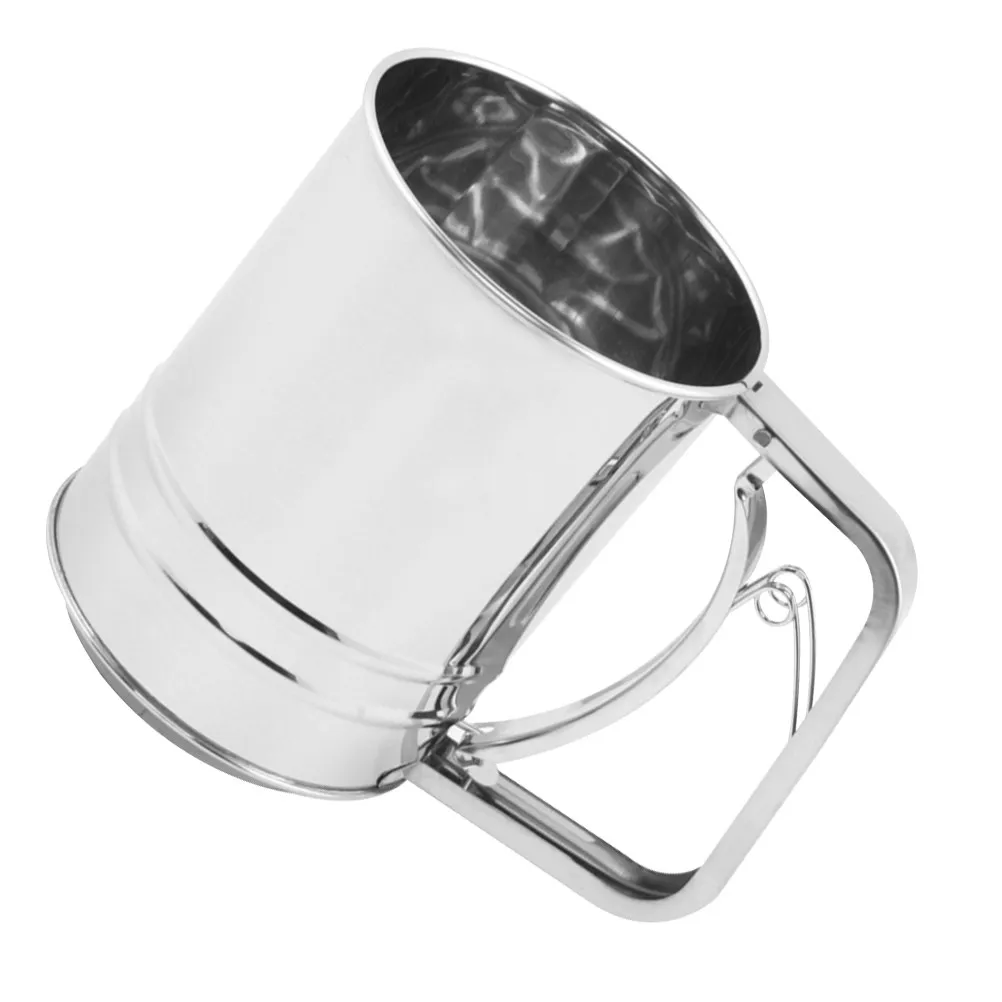 Flour Sifter Hand Pressure Stainless Steel Easy Operate Mesh Sifter Flour Sieve for Baking Coffee Powder Filter