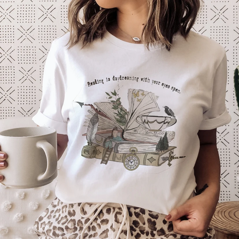 Tee Fashion T-shirts Books Cats Tarot Vintage New Women Summer Tshirt Top Lady Print Female Clothes Short Sleeve Graphic T-Shirt