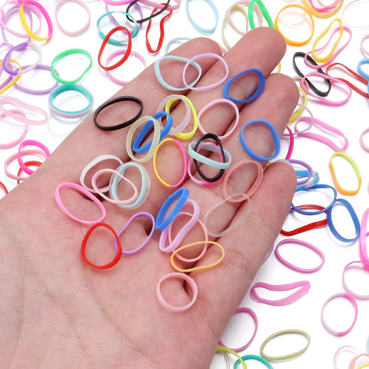 500Pcs Colorful Small Disposable Hair Bands Scrunchie Girls Elastic Rubber Band Ponytail Holder Hair Accessories Hair Ties