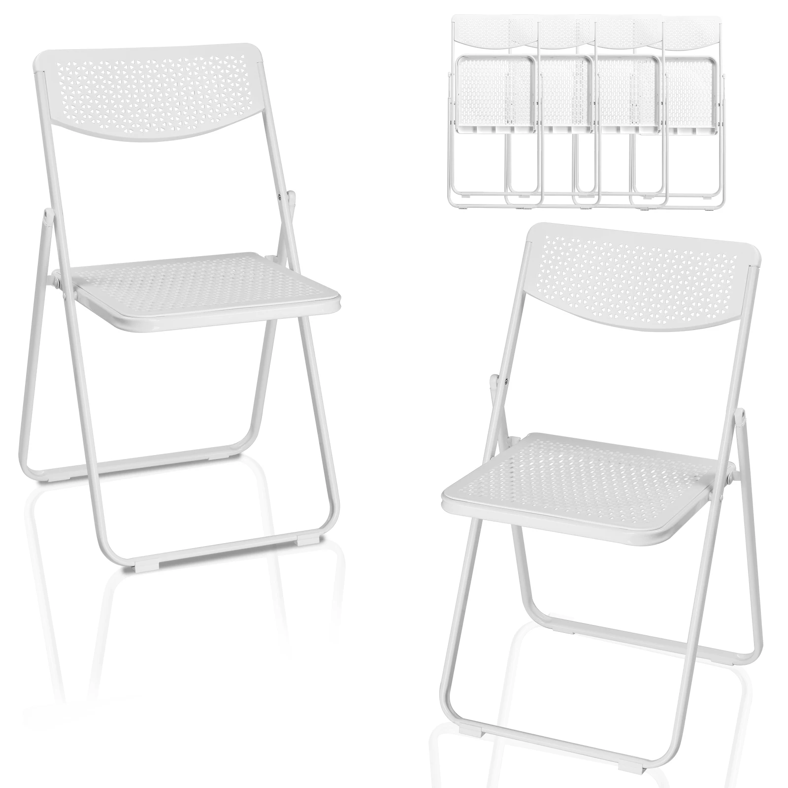 6 Pack Plastic Folding Chairs, Lightweight Stackable, Portable Event Seats for Indoor Outdoor Home Party Picnic School Wedding.