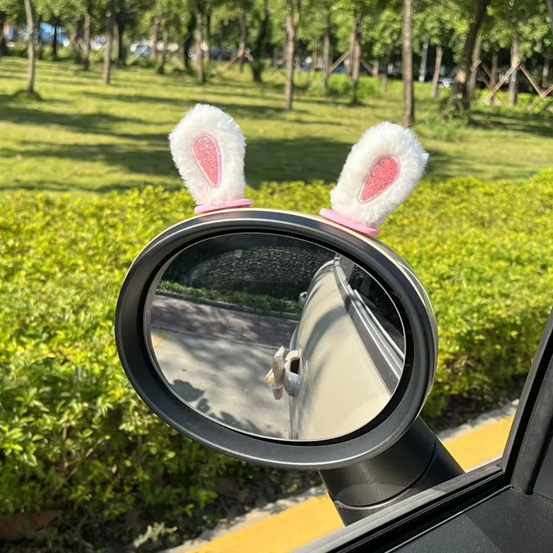

Car Rearview Mirror Decor Cartoon Cute Rabbit Ear External Doll Modification Personality Female Women's Car Interior 3D Stickers