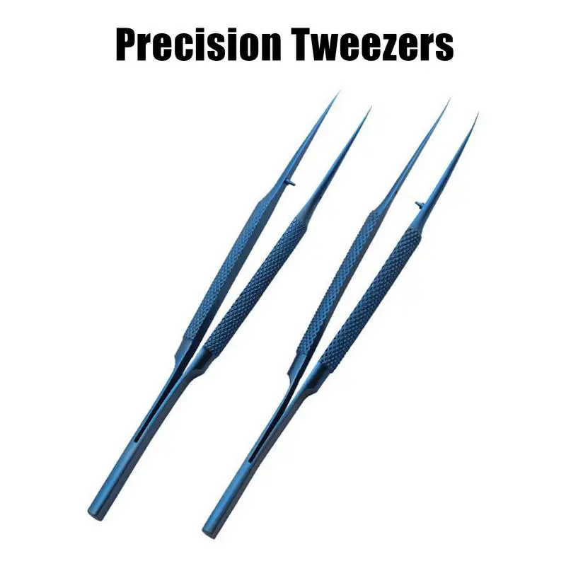 Pointed Tweezers Thin Tweezers Pointed Tip Non-Magnetic With Storage Box Fine Point Tweezers Precision 5.5 Inches Titanium Alloy