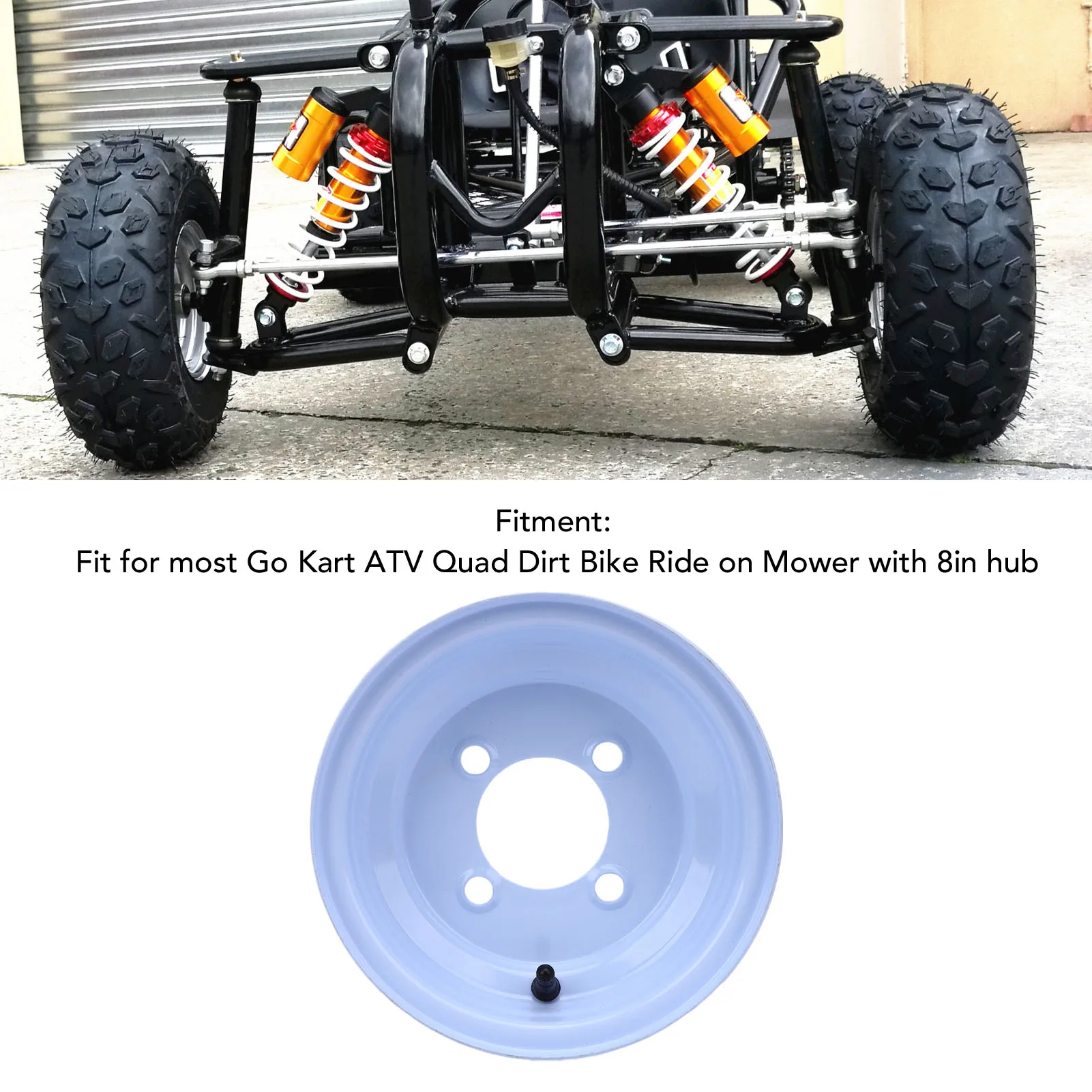 Moyeu de jante de roue ATV résistant à l'usure 19X7-8 jante de roue ATV haute dureté enduit 4 trous en alliage d'aluminium pour Quad Dirt Bike Ride On tondeuse