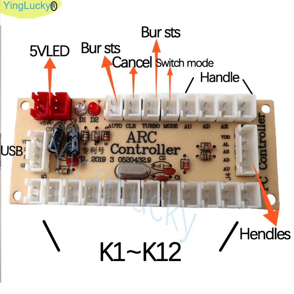 2-Spieler-DIY-Arcade-Spiel-Kit mit LED-Beleuchtung, Nullverzögerung, USB-Encoder, Joystick für PC, Raspberry Pi, Arcade-Gaming-Maschine-Kit – Detail 4