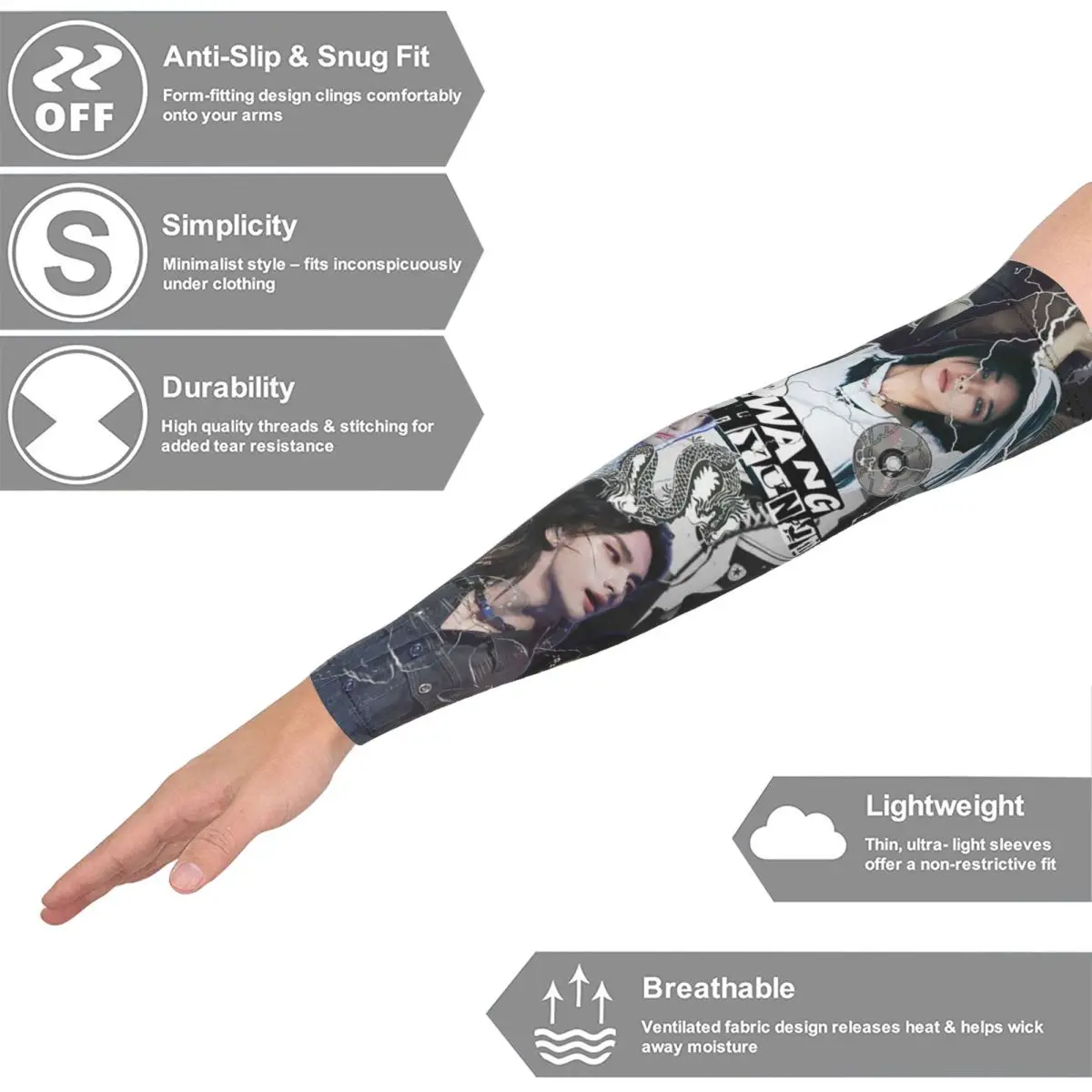 

HyunJin корейский Kpop певица рукава для мужчин женщин защита от солнца и ультрафиолета татуировка прикрытие спорт охлаждение велоспорт