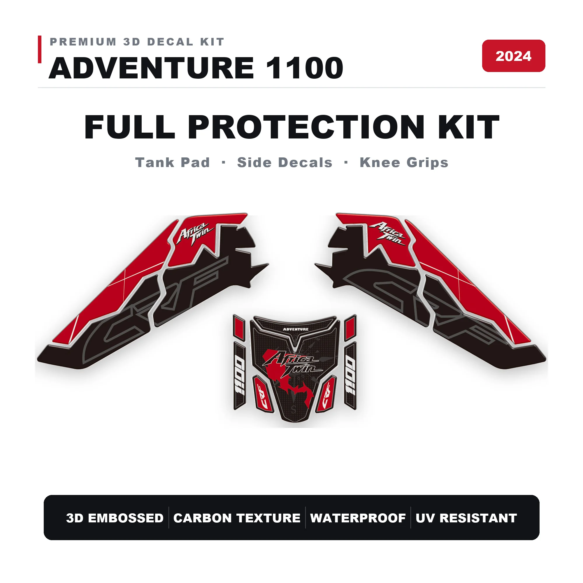 3D Gel Resin Tank & Side Protection Stickers decals Kit For Africa Twin 1100