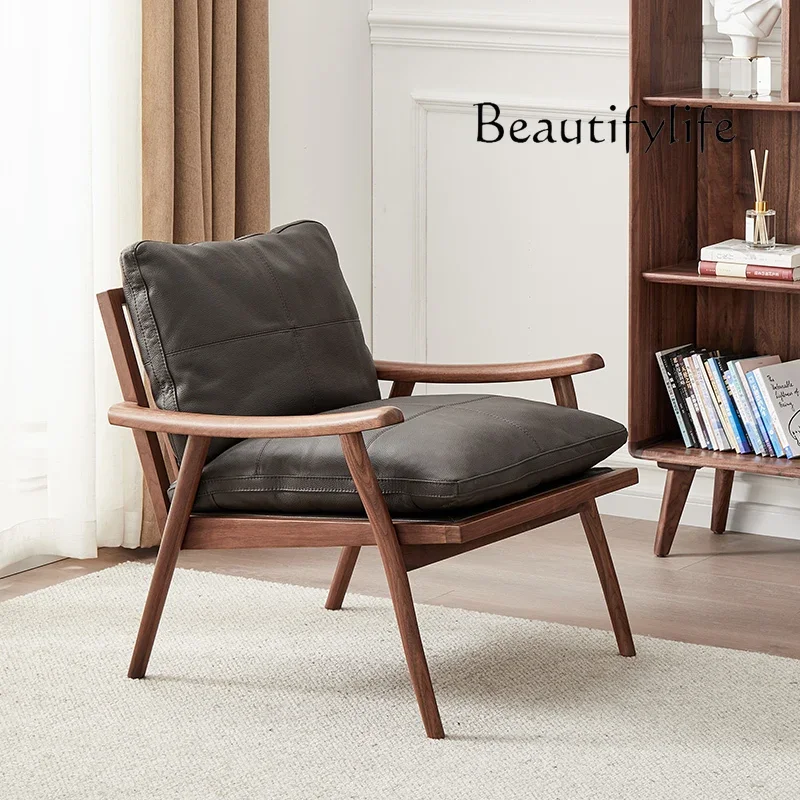 

American Antique Style Single-Seat Sofa Chair Solid Wood Balcony Leisure Chair