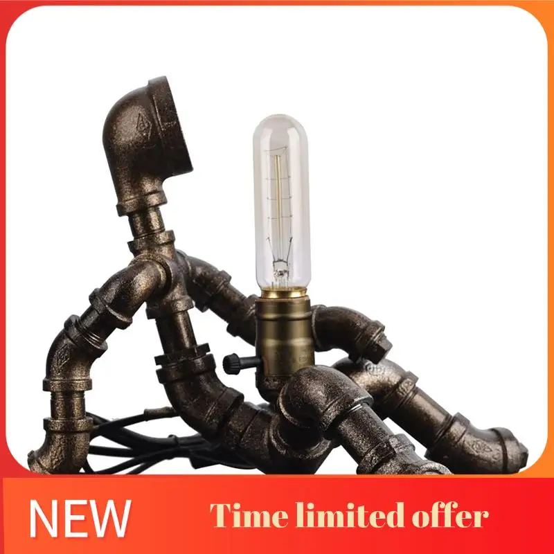 

ABRN-Steampunk Table Lamp,Robot Design Industrial Water Pipe Lamp, Retro Decoration, Personalized