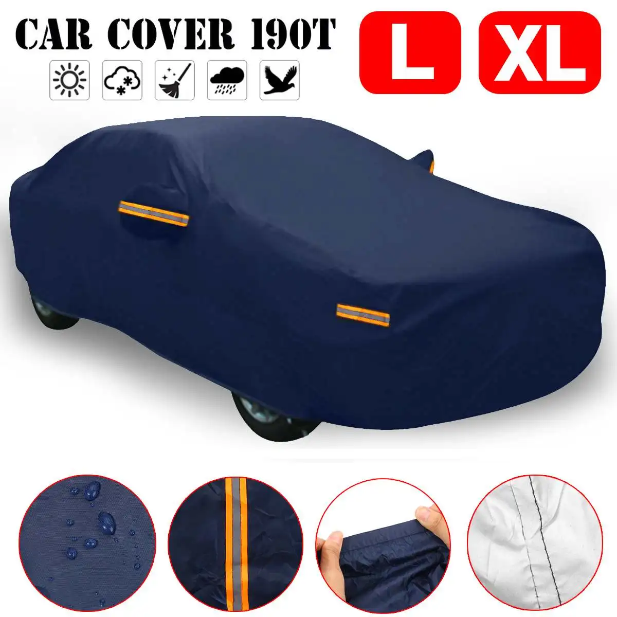 Full Car Cover 190T Waterproof Anti-UV Sunshade Auto Dust-proof Protection For Ford/Audi/Benz/BMW/Honda/Toyota/VW