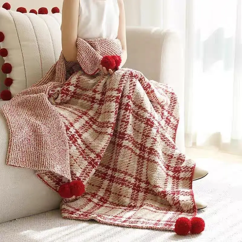 

Blanket Grid Christmas Sofa Cover Blanket New Year Office Bedend Decoration Nap Car Shawl Blanket