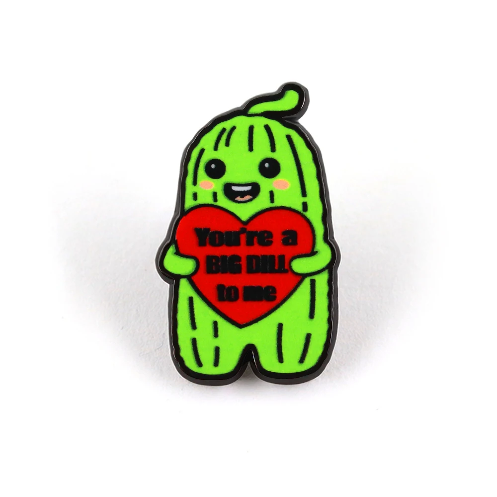 You're A BIG DILL To Me Brooch Pickled Cucumber Heart Badge Funny Food Pun Enamel Pin Valentine's Day Backpack Decoration Gift