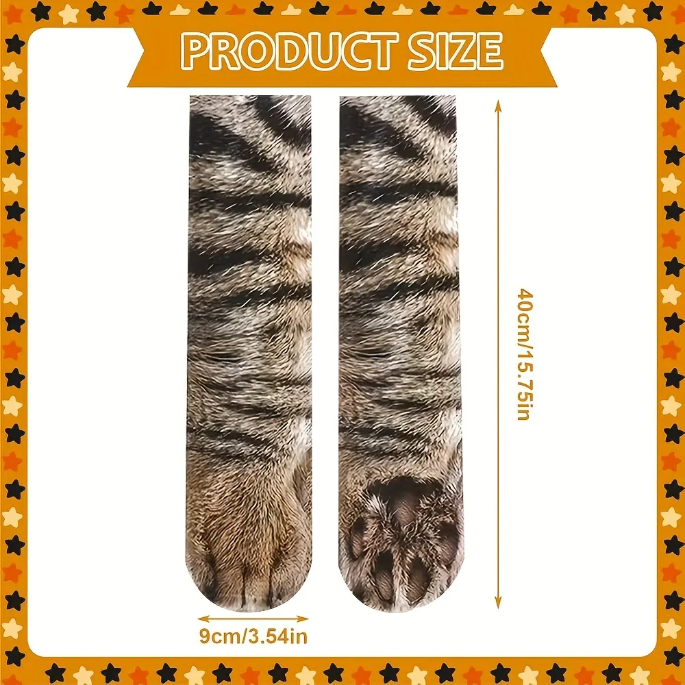 1 pair of fun 3D animal paw print socks for girls, suitable for Halloween, Christmas gifts, and themed parties