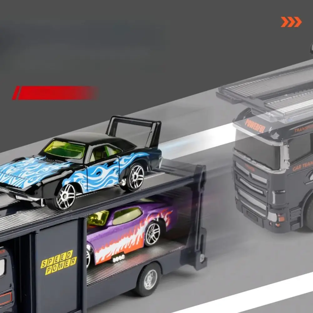 Model przyczepy ze stopu w skali 1:64, odlewany metalowy pojazd transportowy, pojazdy ratownicze i inżynieryjne, ruchome przeguby, przesuwne elementy.