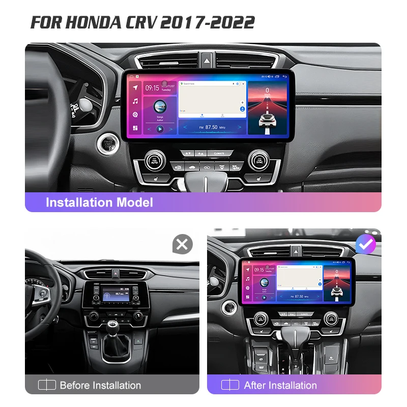 For Honda CRV 2017-2022 Latest 12.3 Inch Car Radio Navigation WiFi/4G GPS Android 12 Carplay With Harness Kit Auto Multimedia
