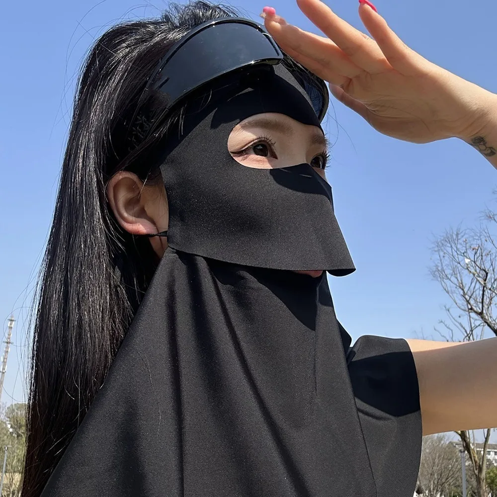 Sommer UV-Schutz Gesichtsschal mit Nackenschutz Atmungsaktive Eisseide UPF 50+ Sturmhaube für Motorrad Radfahren Outdoor-Aktivitäten