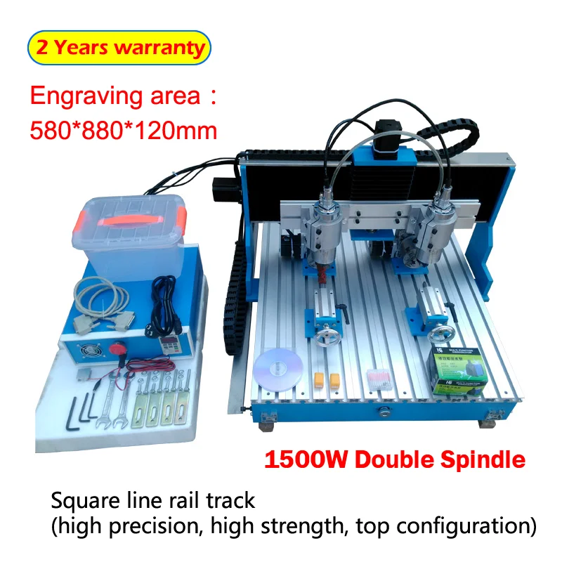 

CNC Router Engraver 6090 Mini CNC Machine 1.5KW Double Spindle 4axis USB Port CNC Carving Wood Engraving Milling Machine