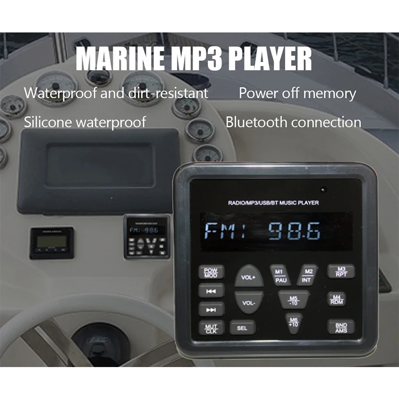 Marine vehicle engineering car bathroom sauna room with Bluetooth dustproof MP3 player Bluetooth audio