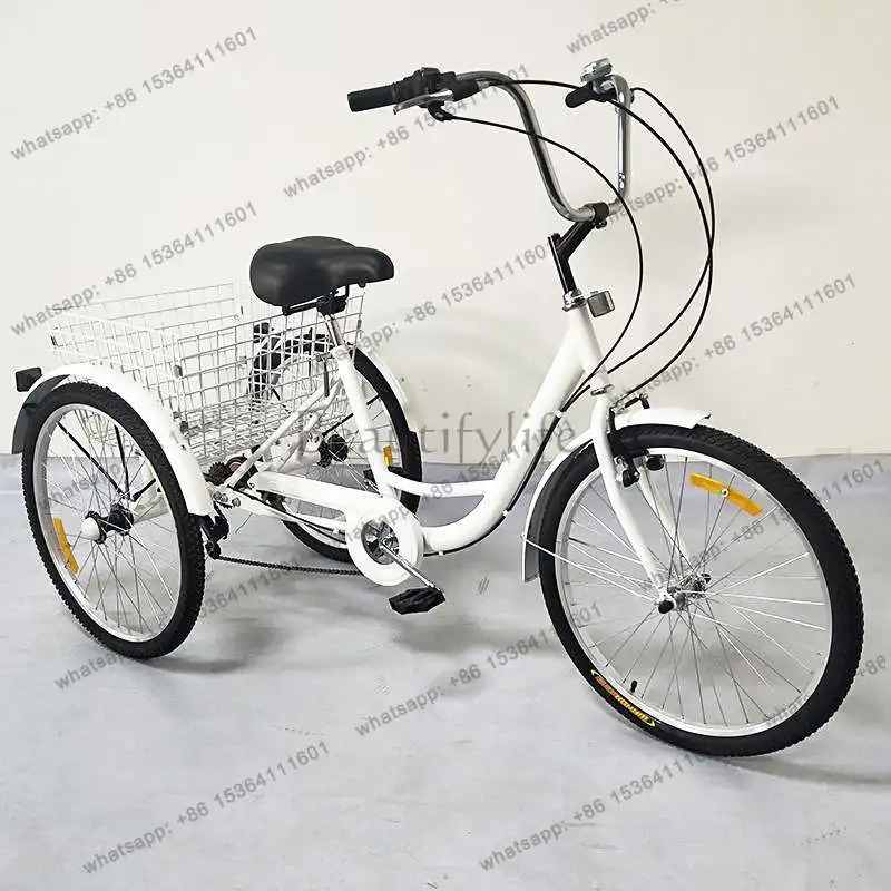 Export 24 inch variable speed elderly pedal tricycle vegetable basket car