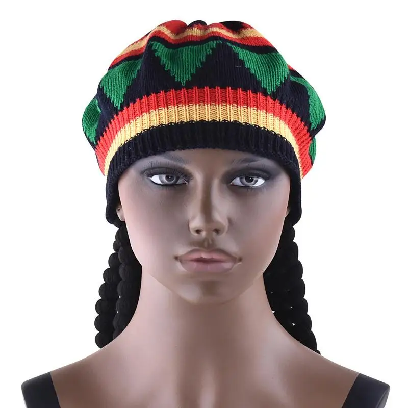 Chapeau Rasta avec Perruque Dreadlock pour Homme, Noir, Accessoires de Costume, Cosplay, Halloween