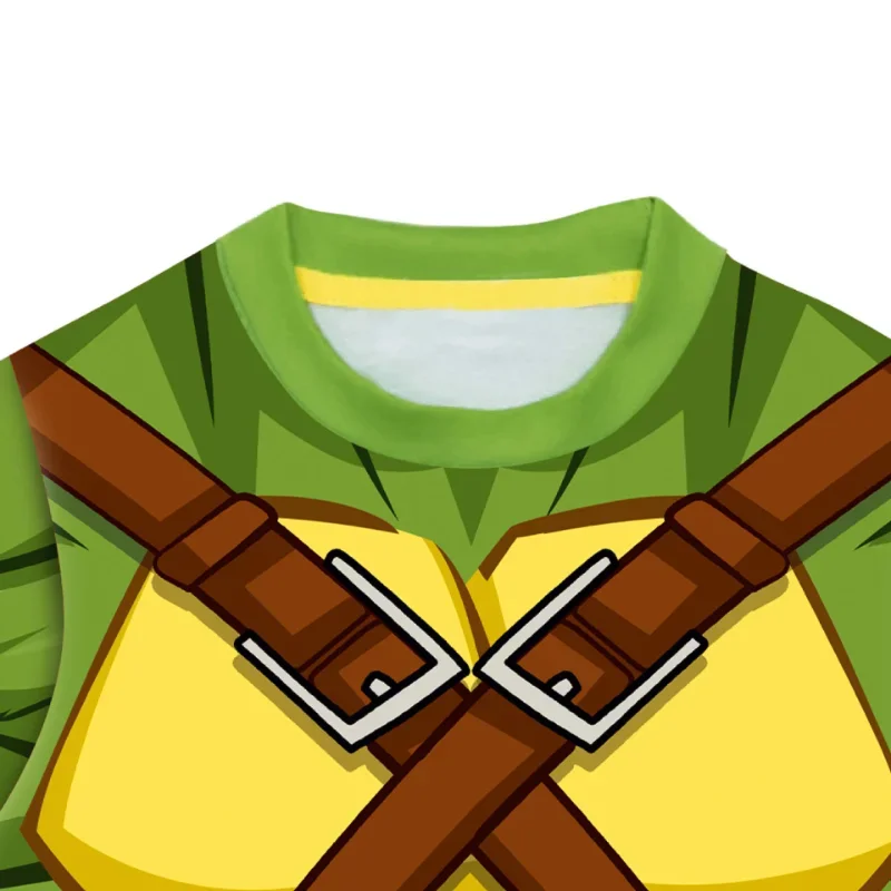 3 قطع من أزياء سلاحف النينجا المتحولة للمراهقين، أزياء أنيمي مطبوعة، تي شيرت علوي مع مجموعة قناع، مستلزمات الهالوين للأطفال #6