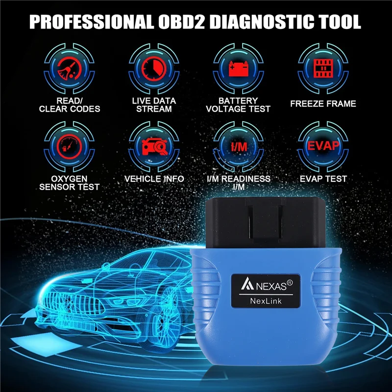 NEXAS Nexlink Bluetooth 5.0 Diagnostic Scanner For IOS & Android & PC OBD2/EOBD Fault Code Reader Diagnostic Scan Tool-X59A