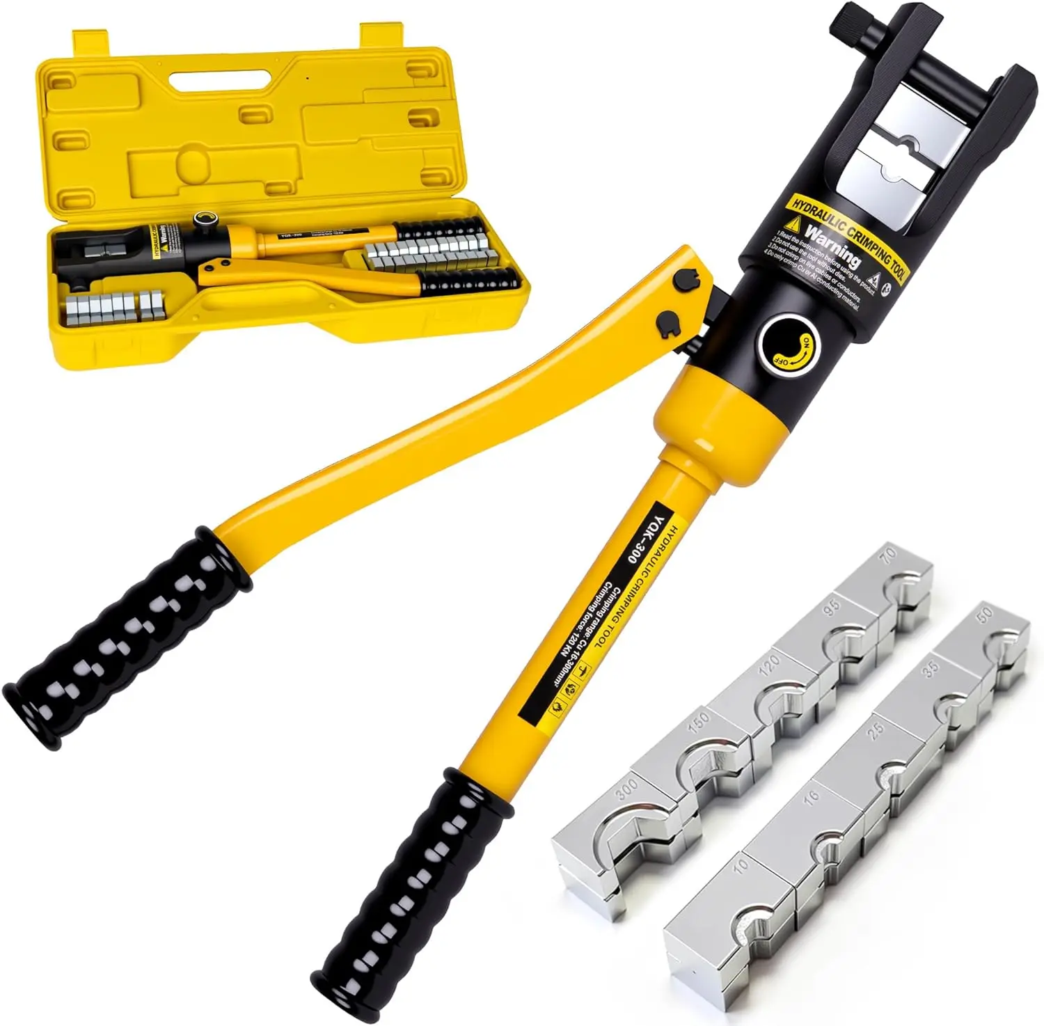 

16 Tons Hydraulic Wire Crimping Tool with 13 Pairs of Dies, Battery Cable Lug Terminal Crimper for 9AWG to 600MCM