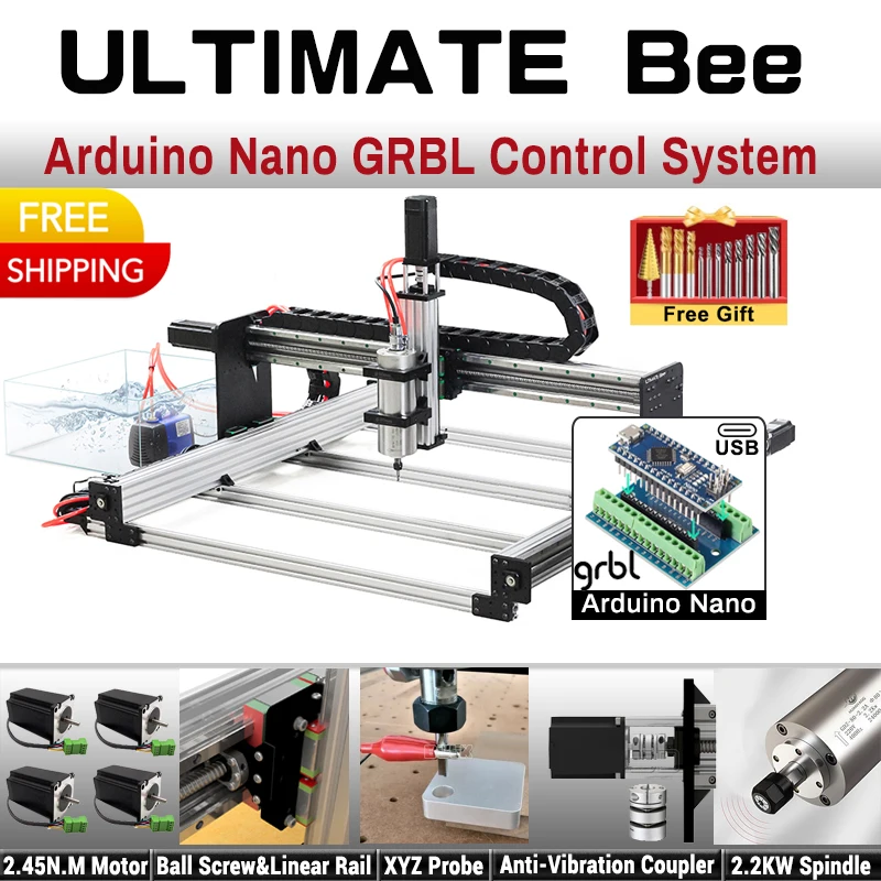 20% OFF BulkMan3D ULTIMATE Bee CNC Machine Full Kit 4-Axis Woodworking Engraver with Arduino Nano GRBL Controller Free Shipping