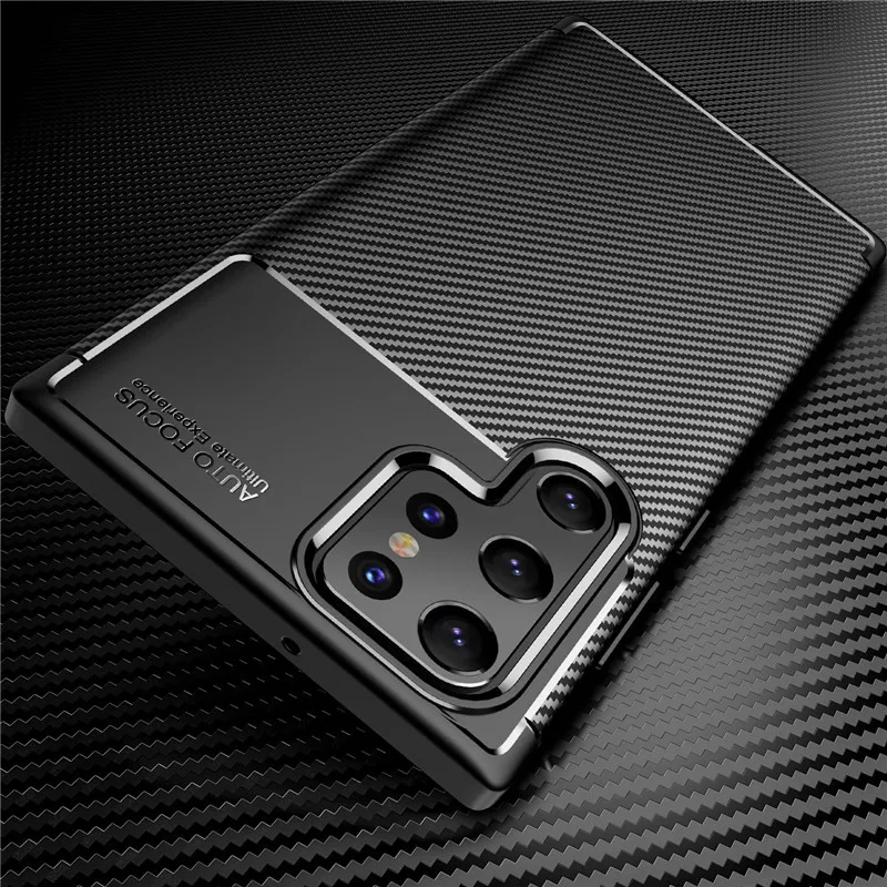 Carbon Fiber Texture Case For Samsung Galaxy S21 S22 S23 Plus Ultra S20 FE A10 A30 A13 5G A23 A53 A14 A34 A54 5G Shockproof Soft