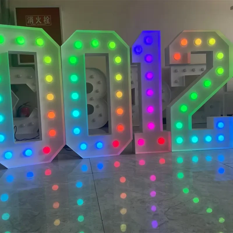 for Hongsen Custom 4ft RGB LED Numbers Large Luminous Letters PVC Metal Indoor Outdoor Wedding Party Decoration