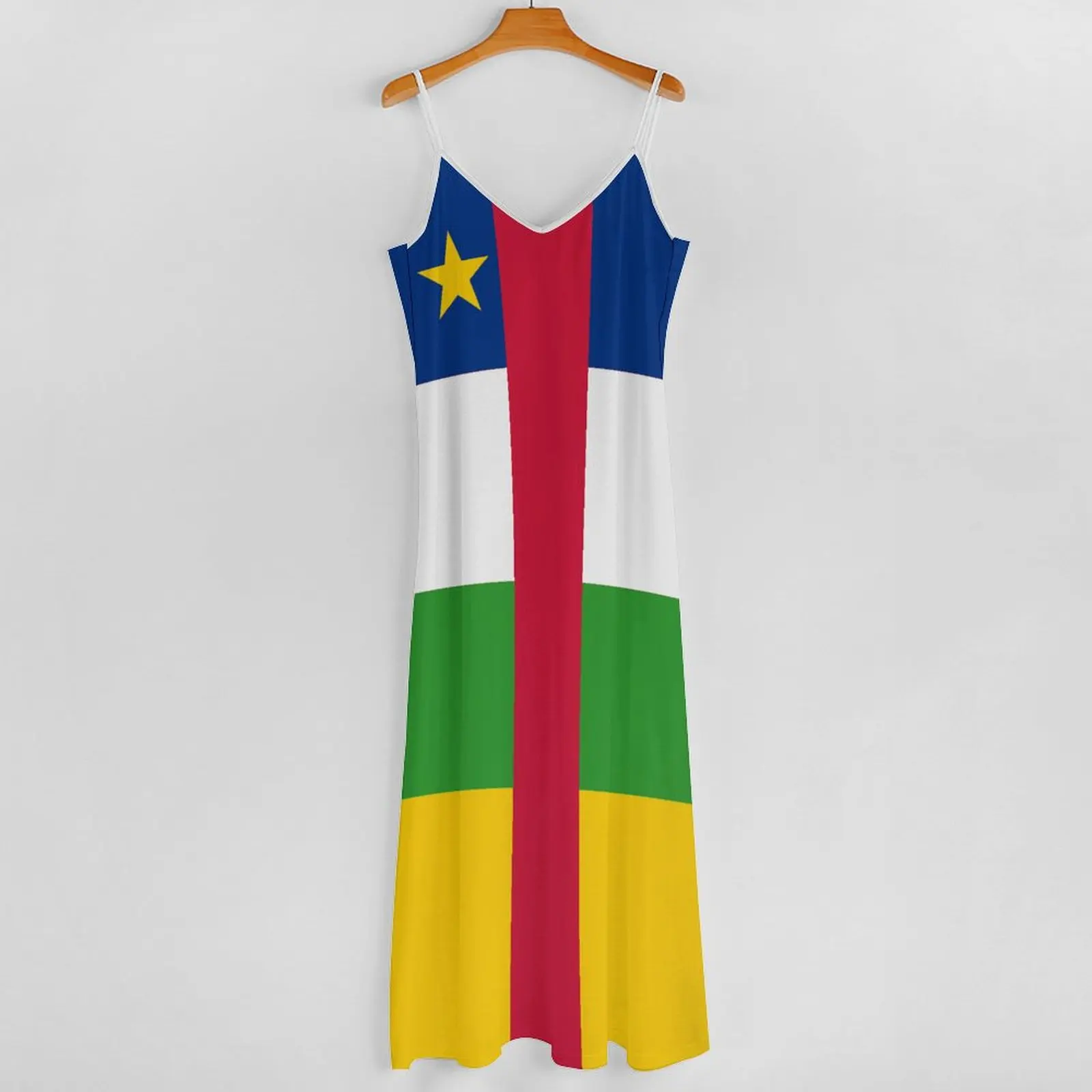 Long Dresses Dress Central African Republic Flag Print New Casual Sleeveless Women\'s V-Neck Printed Dress Swing Retro Dresses