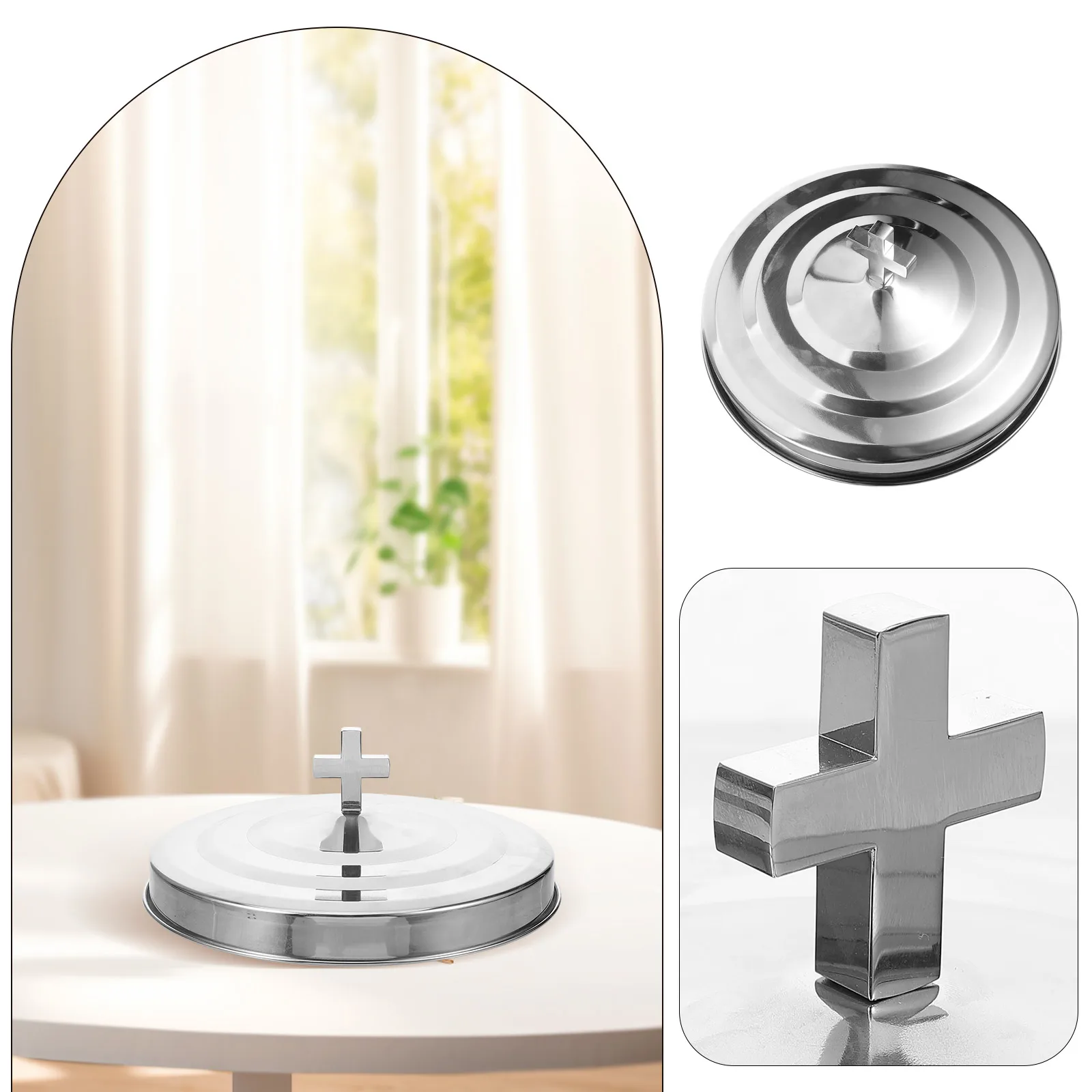 

Tray Communion Cup Lid Communions Cups Plate Decorative Accessories Metal Instrument Silver Cover for Replacement