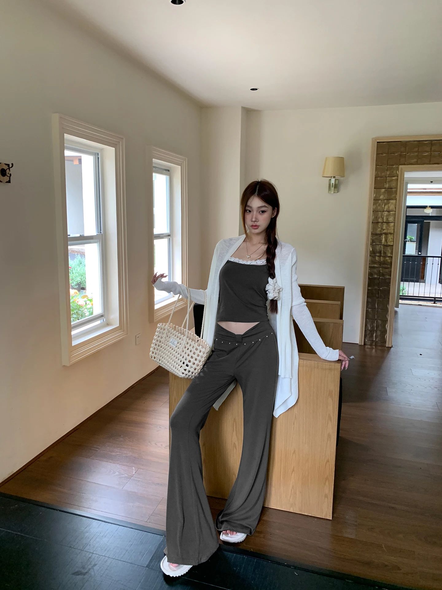 

Красный павильон Celebri, лето 2023, новая женская вязаная длинная верхняя одежда све, кардиган с кондиционером, защита от солнца