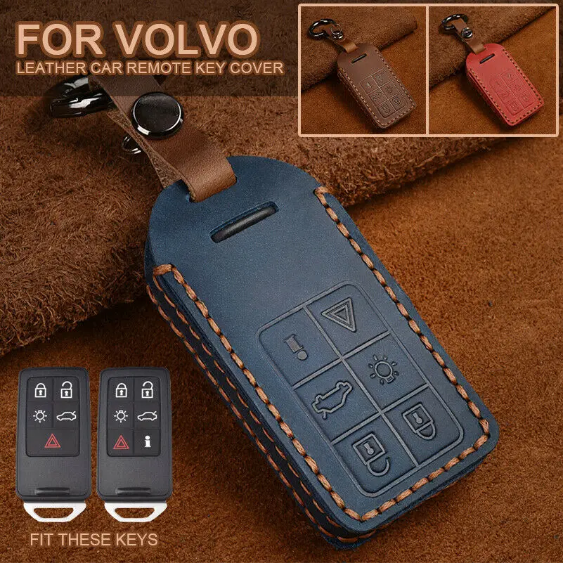 Leather Car Remote Key Shell Case Cover for Volvo XC60 V60 S60 XC70 V40 Auto Accessories  Key Holder with Keychain