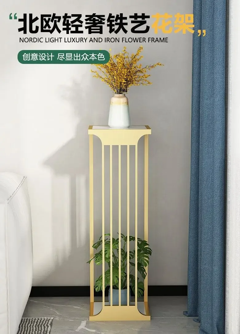 Flower rack Balcony Nordic marble countertop Interior ornament TV cabinet Flower rack Living room Floor type