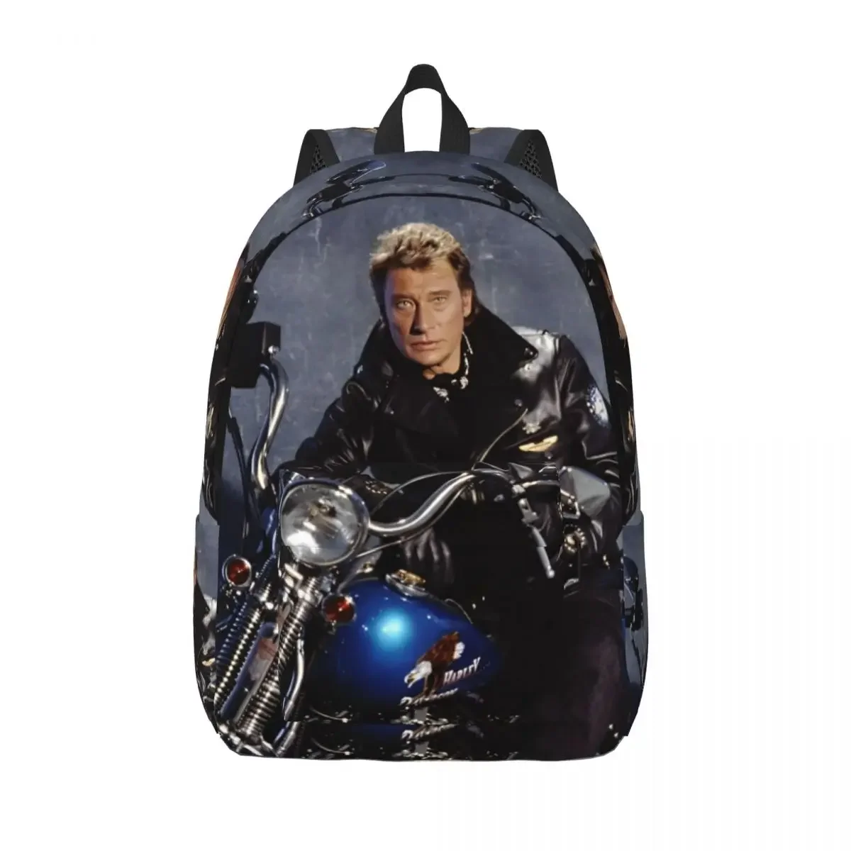 Johnny Hallyday Backpack for Men Women Cool High School Work Daypack Rock Star Music French Singer College Shoulder Bag Sports