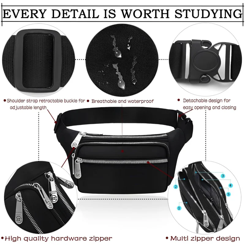 Waist Bag Waterproof Fanny Pack Running Waist Pack Bag Adjustable Belt Waistpacks for Men and Women Outdoor Sport Hiking Travel