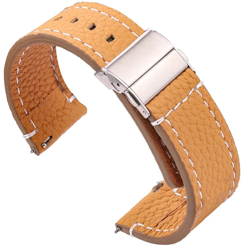Echtleder-Uhrenarmbänder für Samsung Galaxy Watch 3 4 5 Armband Damen Herren 18 mm 20 mm 22 mm 24 mm Handgelenkband Faltschließe