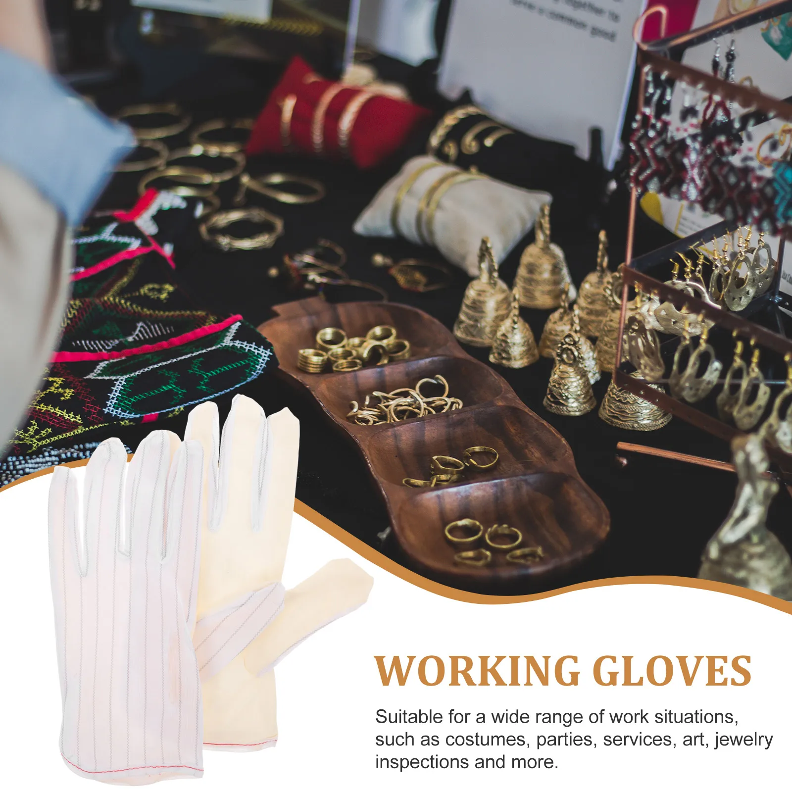 

10 Pairs Anti-static Gloves Men Breathable Work Hand Protection Striped Fabric Antistatic Dust for