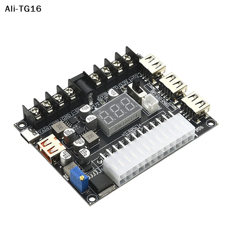 【A16h】20/24 Pin ATX Power Adapter Board - Adjustable Voltage With Red Digital Display - Supports PD2.0/PD3.0