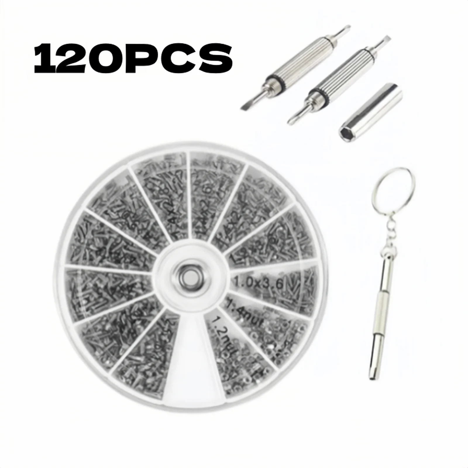 120pcs Small Screws and Nuts Set Nickel Plated Eyeglass Repair Kit with Mini Screwdriver for Glasses Sunglasses & Electronics