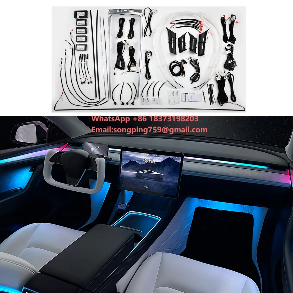 

Светодиодная подсветка для Tesla Model 3/Y: Комплект для модернизации салона, атмосферные лампы с управлением через мобильное приложение