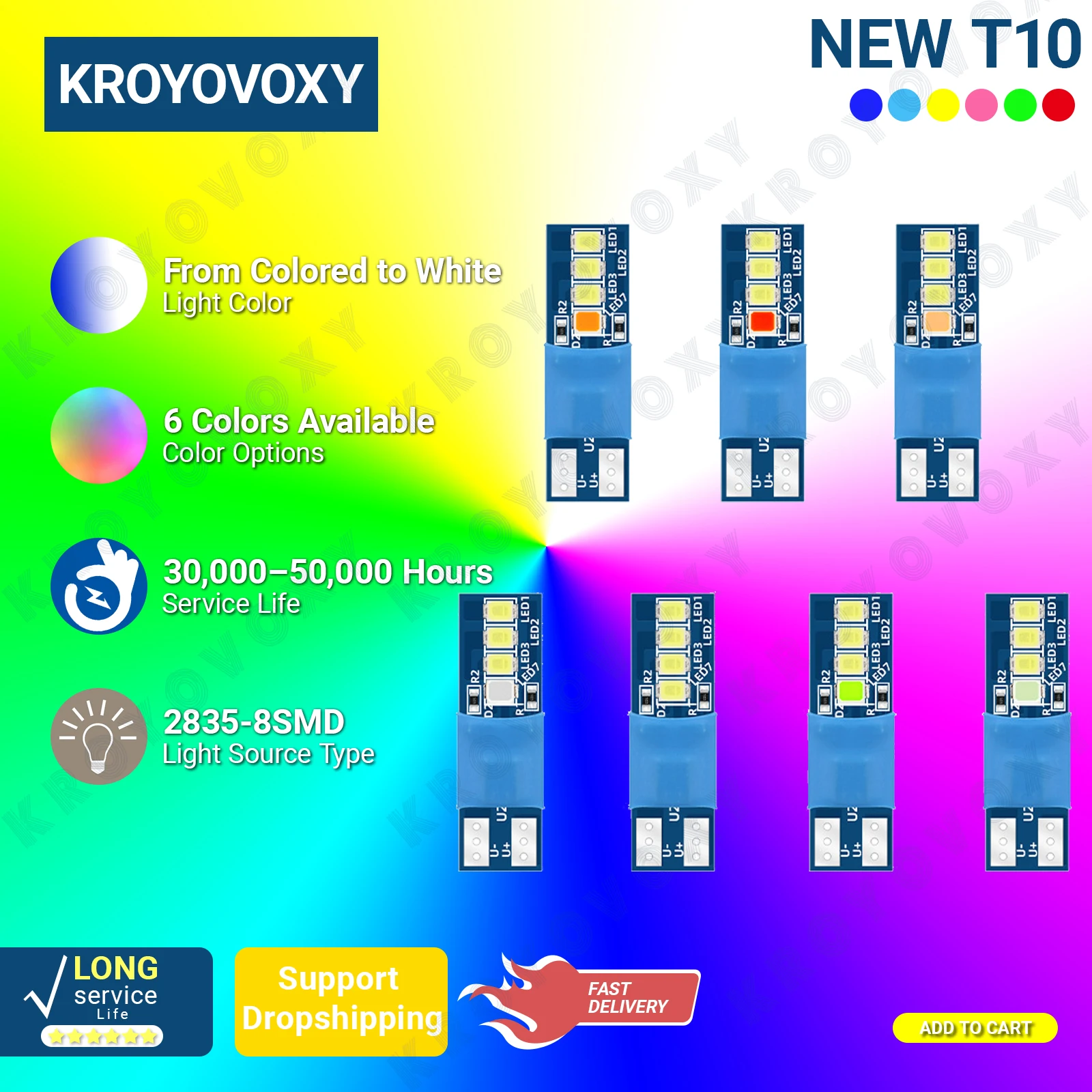 

2pcs T10 W5W Canbus LED Signal Light Bulb Wedge Light Car Interior Reading Lamp No Error Dynamic Light Door Parking License Plat